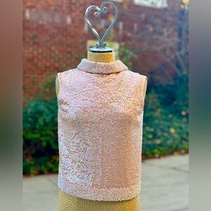 Vintage 1960’s Beaded and Sequined Sleeveless Top.  Size 36/Small. Stunning!!